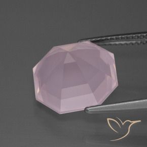Quartz rose Rose bubblegum naturelle Octogone / coupe Émeraude, 8.35 ct, Transparent