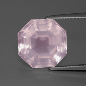 Quartz Rose Rose bubblegum naturelle Taille émeraude, 8.90 ct, Transparent