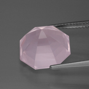 Quartz Rose Rose bubblegum naturelle Taille émeraude, 8.90 ct, Transparent