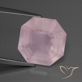 Quartz rose Rose rosé moyen naturelle Octogone / coupe Émeraude, 9.93 ct, Transparent