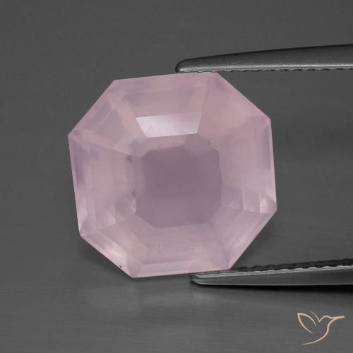 8.20ct Naturel Rose rosé moyen Quartz Rose, Taille émeraude, Transparent