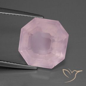 Quartz rose Rose rosé moyen naturelle Octogone / coupe Émeraude, 8.20 ct, Transparent