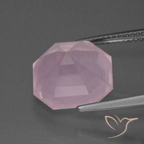 Quartz rose Rose rosé moyen naturelle Octogone / coupe Émeraude, 8.20 ct, Transparent