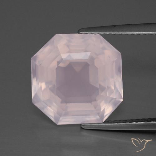 9.02ct Naturel Rose léger Quartz Rose, Taille émeraude, Transparent