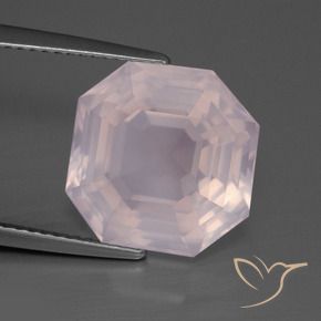 Quartz rose Rose léger naturelle Octogone / coupe Émeraude, 9.02 ct, Transparent