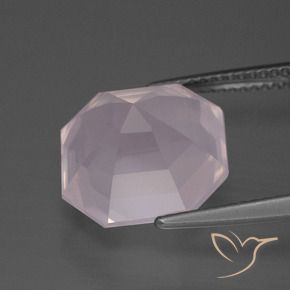 Quartz rose Rose léger naturelle Octogone / coupe Émeraude, 9.02 ct, Transparent