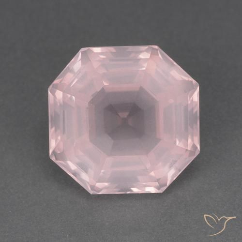 8.79ct Naturel Rose clair Quartz Rose, Taille émeraude, Transparent