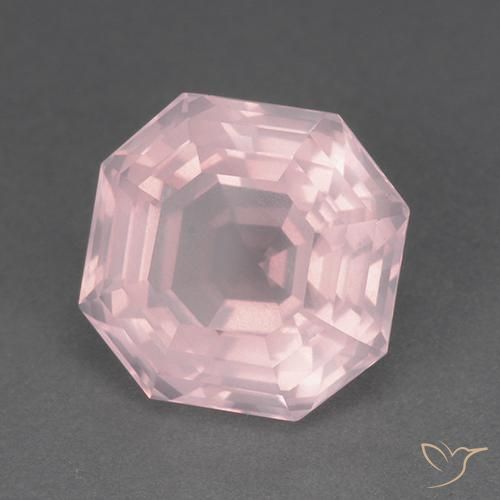 Quartz rose Rose clair naturelle Octogone / coupe Émeraude, 8.79 ct, Transparent