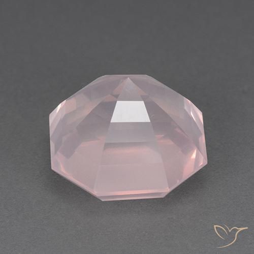 Quartz rose Rose clair naturelle Octogone / coupe Émeraude, 8.79 ct, Transparent