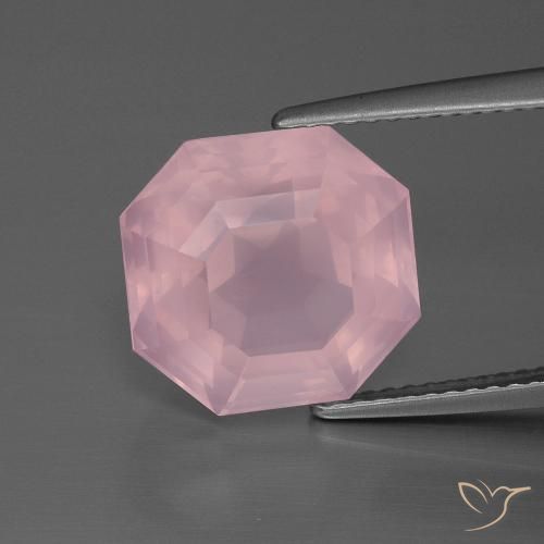 7.55ct Naturel Rose Quartz Rose, Taille émeraude, Transparent