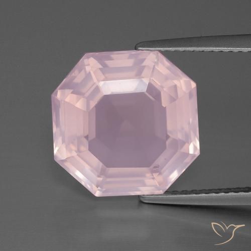 8.43ct Naturel Rose clair Quartz Rose, Taille émeraude, Transparent
