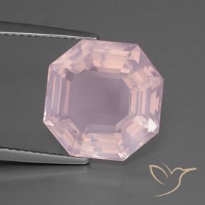 Quartz rose Rose clair naturelle Octogone / coupe Émeraude, 8.43 ct, Transparent