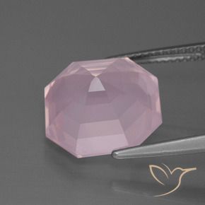 Quartz rose Rose clair naturelle Octogone / coupe Émeraude, 8.43 ct, Transparent
