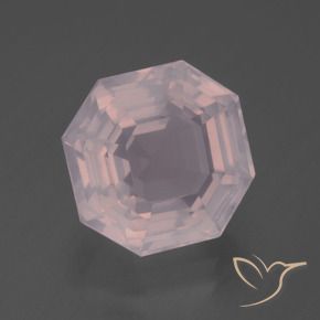 Quartz rose Rose léger naturelle Octogone / coupe Émeraude, 7.28 ct, Transparent