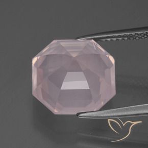 Quartz rose Rose léger naturelle Octogone / coupe Émeraude, 7.28 ct, Transparent