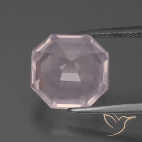 Quartz rose Rose clair naturelle Octogone / coupe Émeraude, 6.95 ct, Transparent