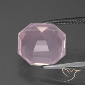 Quartz rose Rose clair naturelle Octogone / coupe Émeraude, 7.88 ct, Transparent