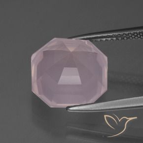 Quartz rose Rose léger naturelle Octogone / coupe Émeraude, 7.14 ct, Transparent