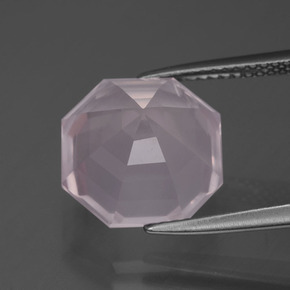 Quartz rose rose naturelle taille émeraude, 7,42 ct, transparent