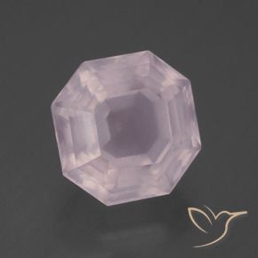 Quartz rose Rose clair naturelle Octogone / coupe Émeraude, 7.26 ct, Transparent