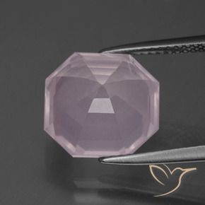 Quartz rose Rose clair naturelle Octogone / coupe Émeraude, 7.26 ct, Transparent