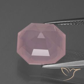 Quartz rose Rose clair naturelle Octogone / coupe Émeraude, 7.99 ct, Transparent