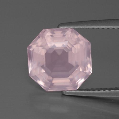 Quartz rose rose naturelle taille émeraude, 4,67 ct, transparent