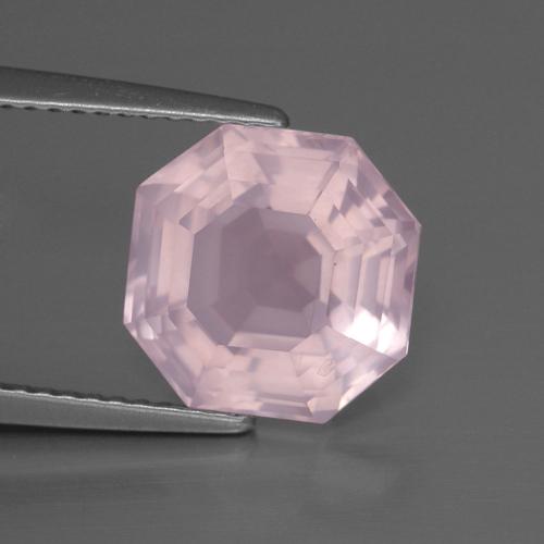 Quartz rose rose naturelle taille émeraude, 4,67 ct, transparent