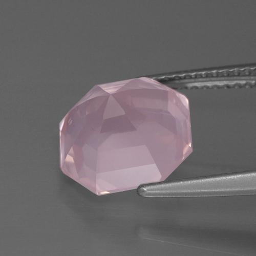 Quartz rose rose naturelle taille émeraude, 4,67 ct, transparent
