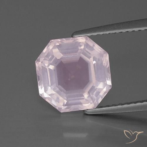 4.25ct Naturel Rose léger Quartz Rose, Taille émeraude, Transparent