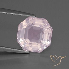 Quartz rose Rose léger naturelle Octogone / coupe Émeraude, 4.25 ct, Transparent
