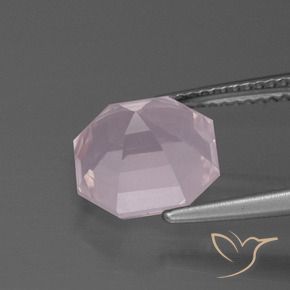 Quartz rose Rose léger naturelle Octogone / coupe Émeraude, 4.25 ct, Transparent