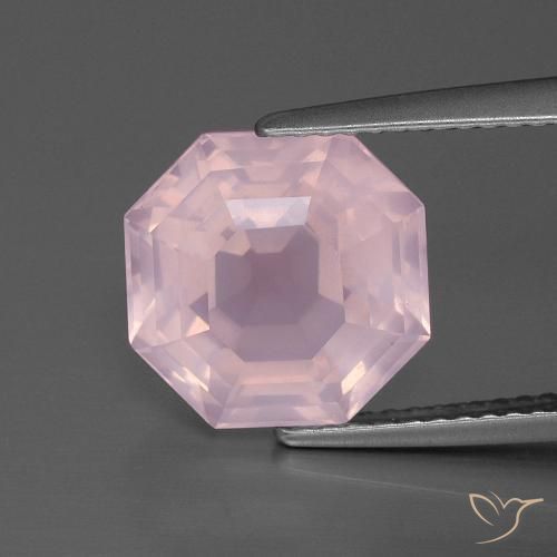 4.88ct Naturel Rose léger Quartz Rose, Taille émeraude, Transparent