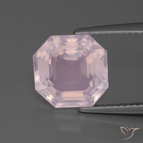 4.25ct Naturel Rose léger Quartz rose, Taille émeraude, Transparent
