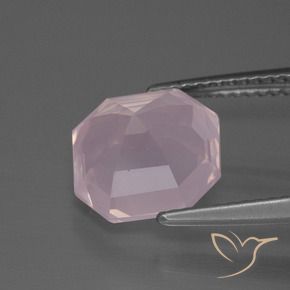 Quartz rose Rose léger naturelle Octogone / coupe Émeraude, 4.25 ct, Transparent