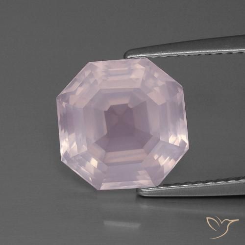 4.69ct Naturel Rose clair Quartz Rose, Taille émeraude, Transparent