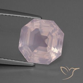 Quartz rose Rose clair naturelle Octogone / coupe Émeraude, 4.69 ct, Transparent