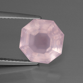 Quartz Rose Rose clair naturelle Taille émeraude, 4.26 ct, Transparent