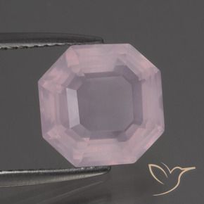 Quartz rose Rose clair naturelle Octogone / coupe Émeraude, 3.57 ct, Transparent