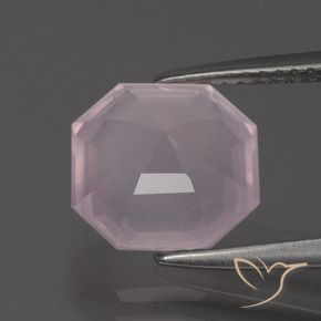 Quartz rose Rose clair naturelle Octogone / coupe Émeraude, 3.57 ct, Transparent