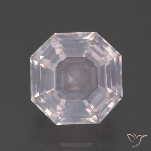 3.64ct Naturel Rose très clair Quartz Rose, Taille émeraude, Transparent
