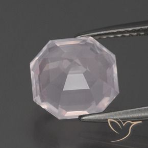 Quartz rose Rose très clair naturelle Octogone / coupe Émeraude, 3.64 ct, Transparent