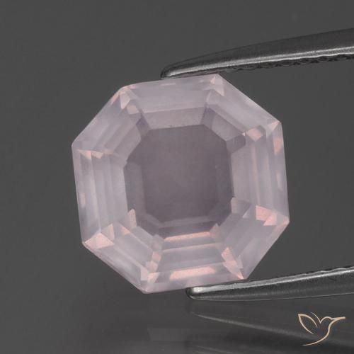 3.45ct Naturel Rose rosé très clair Quartz rose, Taille émeraude, Transparent