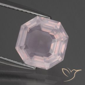 Quartz rose Rose rosé très clair naturelle Octogone / coupe Émeraude, 3.45 ct, Transparent