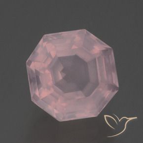 Quartz rose Rose clair naturelle Octogone / coupe Émeraude, 3.56 ct, Transparent