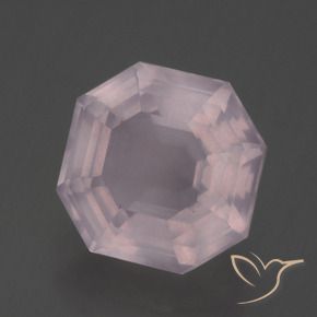 Quartz rose Rose clair naturelle Octogone / coupe Émeraude, 3.29 ct, Transparent