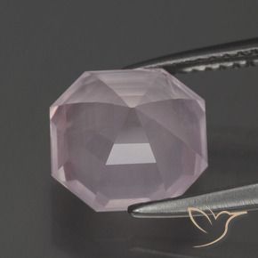 Quartz rose Rose clair naturelle Octogone / coupe Émeraude, 3.29 ct, Transparent