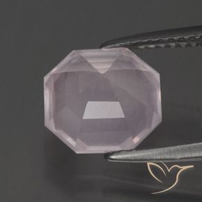 Quartz rose Rose léger naturelle Octogone / coupe Émeraude, 3.32 ct, Transparent