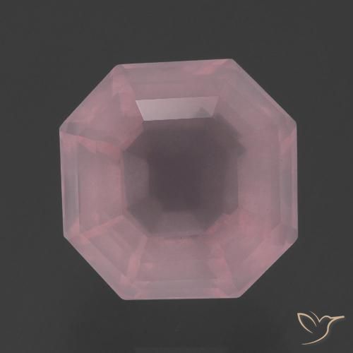 5.18ct Naturel Rose rosé moyen Quartz Rose, Taille émeraude, Transparent