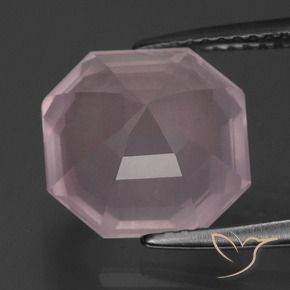Quartz rose Rose clair naturelle Octogone / coupe Émeraude, 5.34 ct, Transparent